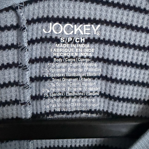 Jockey Women's Loungewear Waffle Union Suit Pajamas S Blue Stripe NEW - Picture 6 of 9